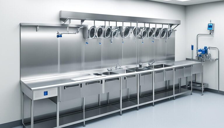 Estações de Lavagem em Inox para Áreas Médicas e Laboratoriais 1 medico